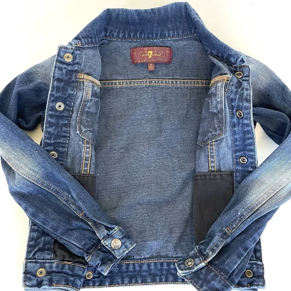 7 For All Mankind Girls Size 6 Blue Denim‎ Trucker Jacket Classic